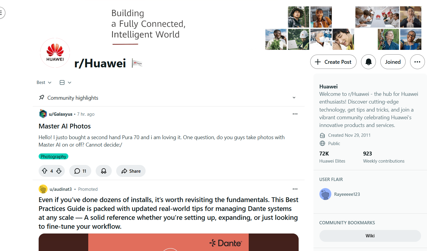 screenshots of OPPO and Huawei's subreddit