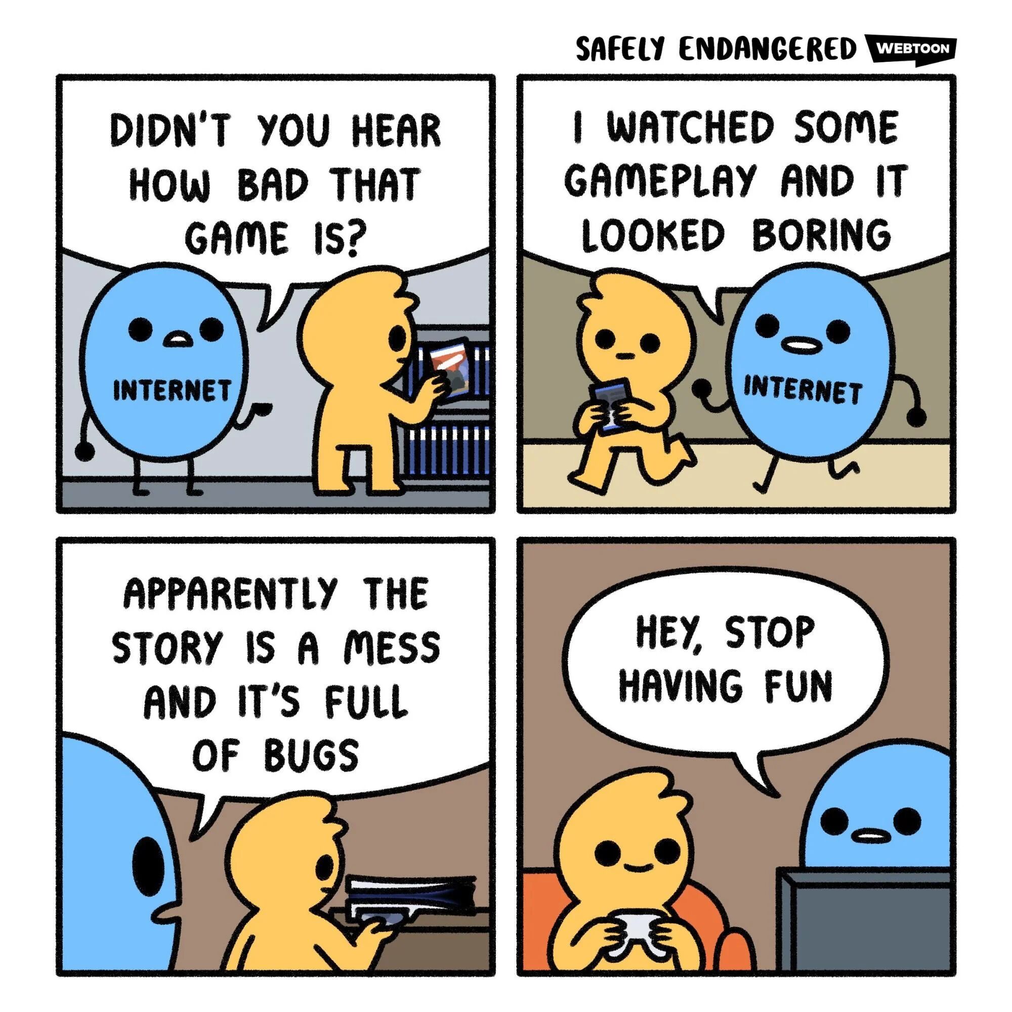 webtoon about gamer who don‘t trust the internet anymore for game reviews